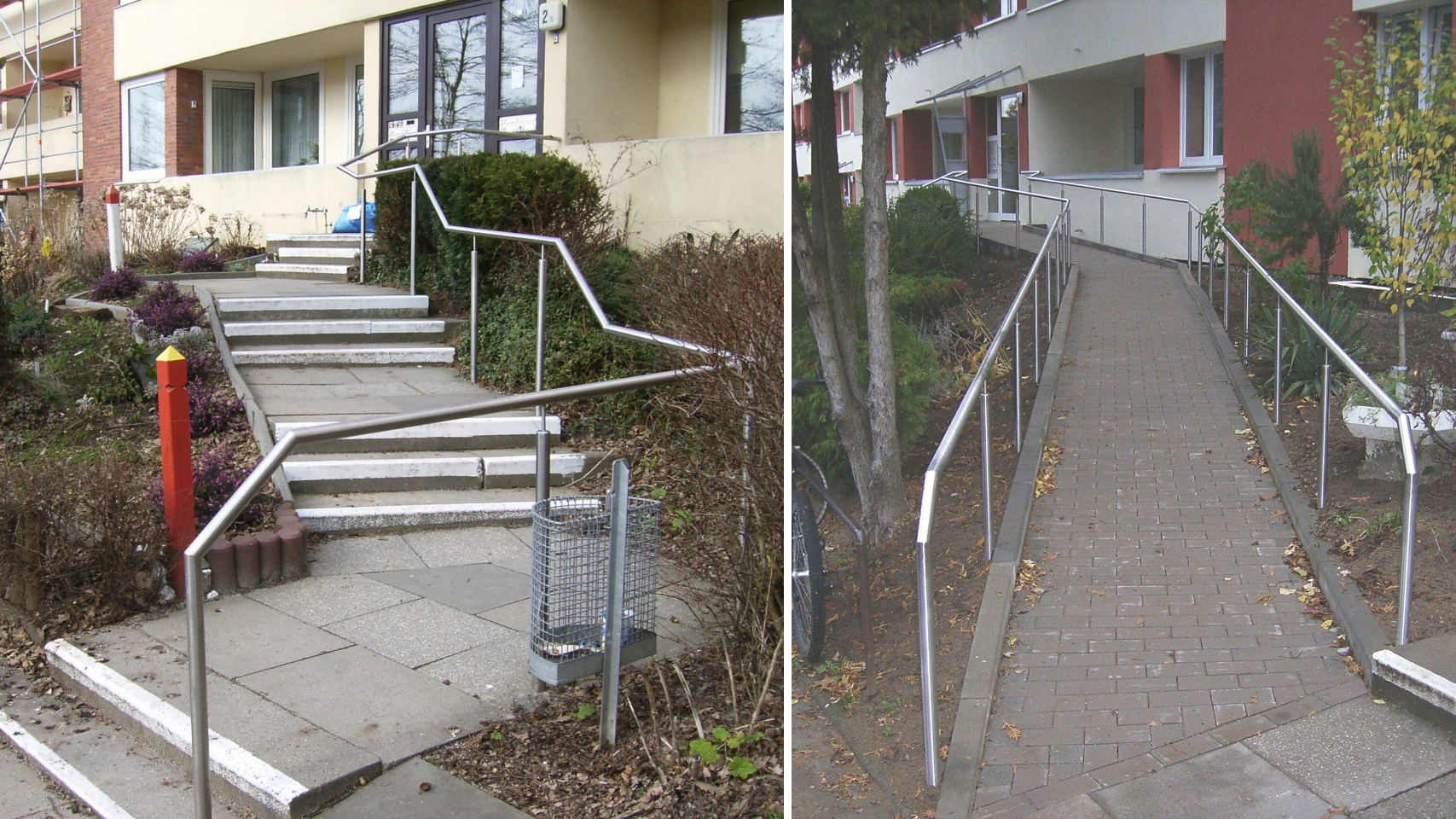 Vorher-Nachher-Aufnahmen, Austausch Treppe gegen Rampe