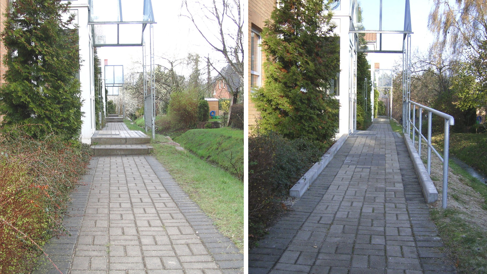 Vorher-Nachher-Aufnahmen, Austausch Treppe gegen Rampe