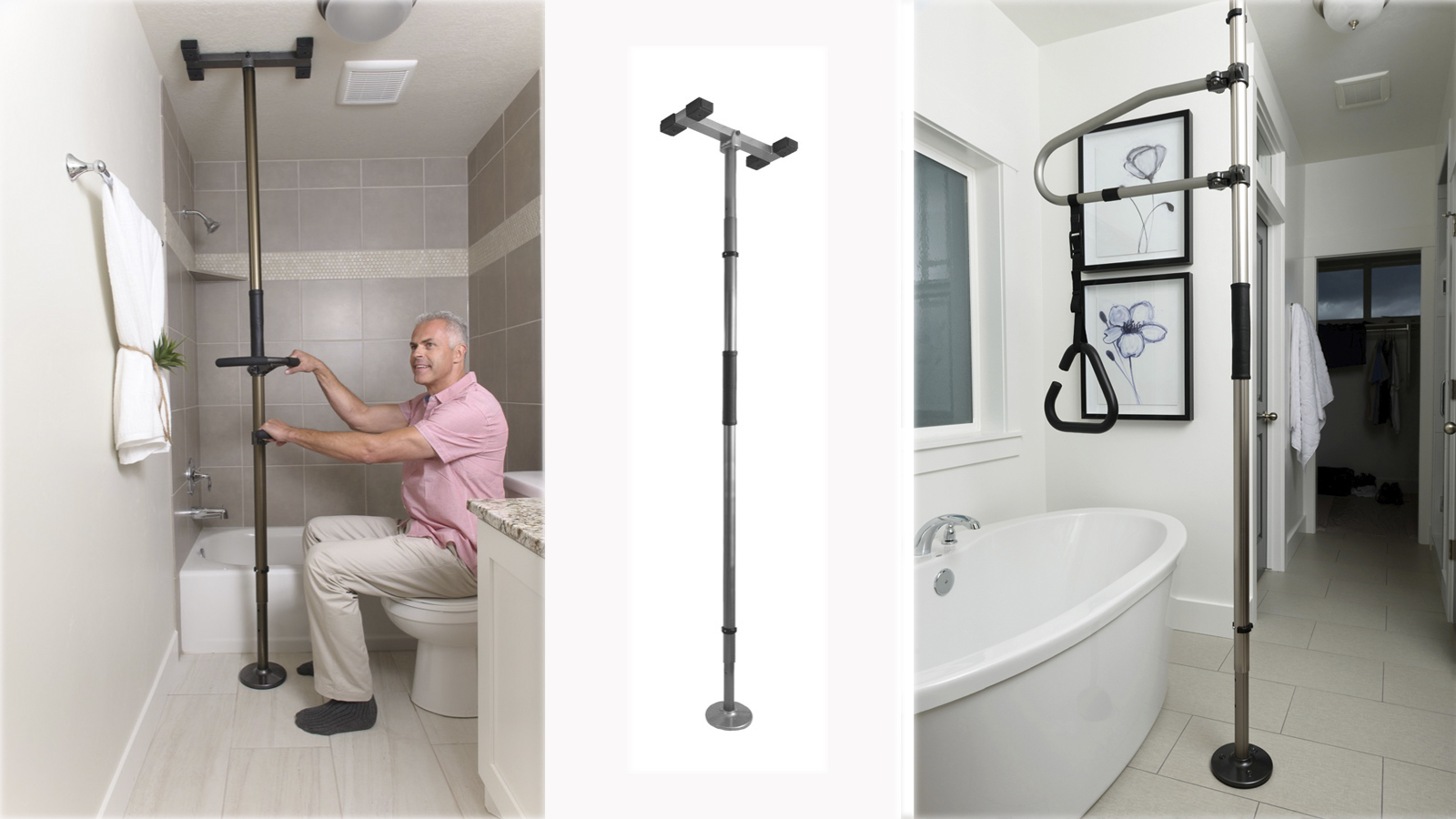Bodendeckenstangen am Beispiel WC und Bett