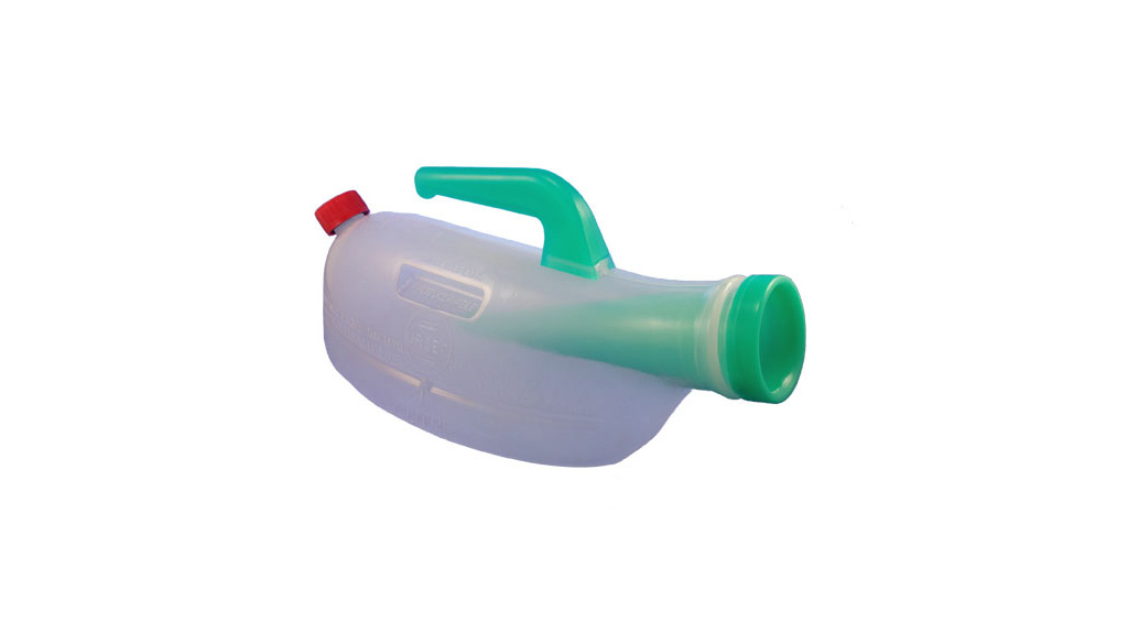 Urinflasche mit Haltegriff und Verschlusskappen