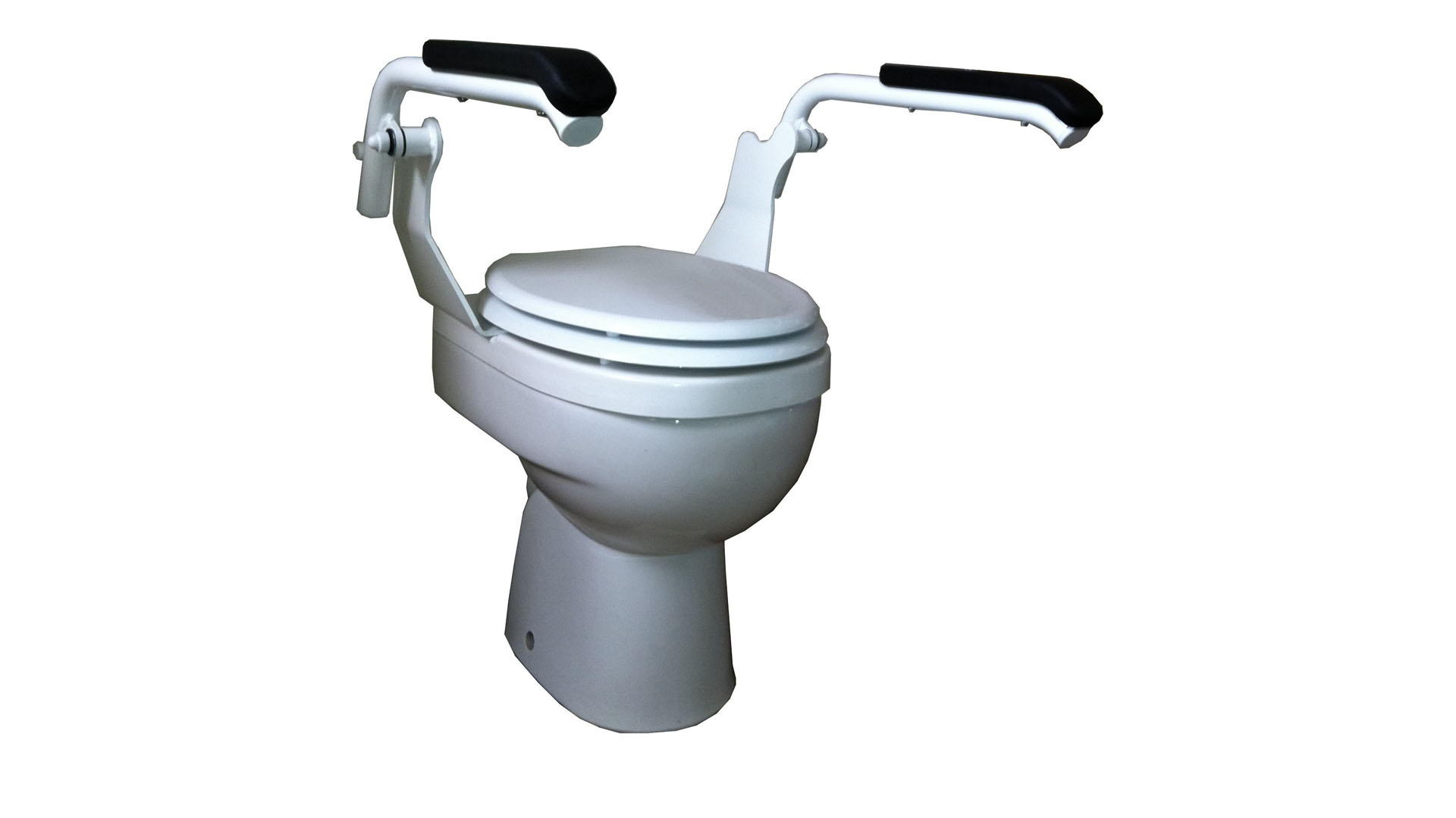 Aufbau des Griffsytems: WC-Schüssel, Sitzerhöhung, Griffsystem, WC-Brille
