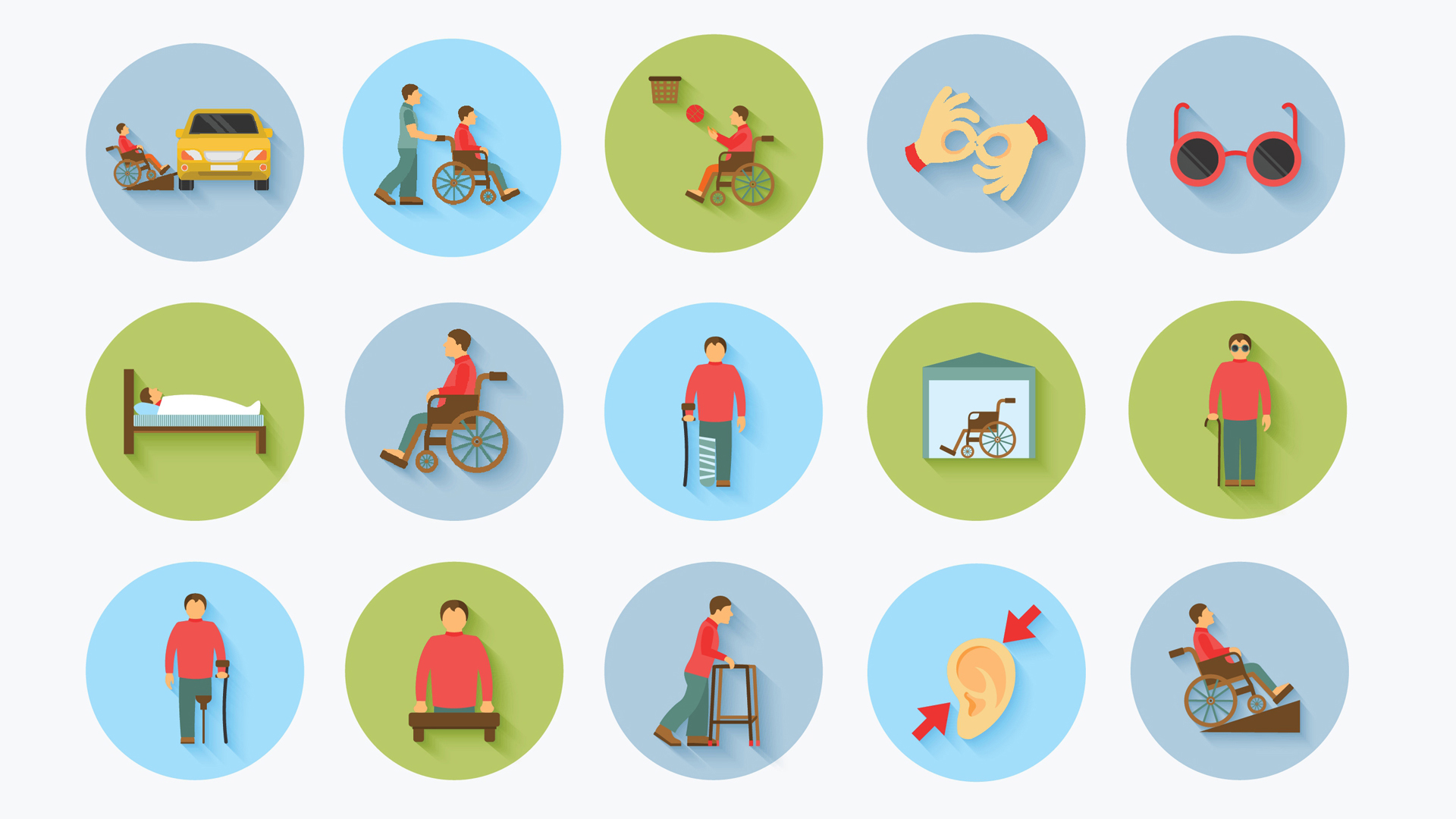 Collage mit 18 kreisförmig dargestellten Handicaps