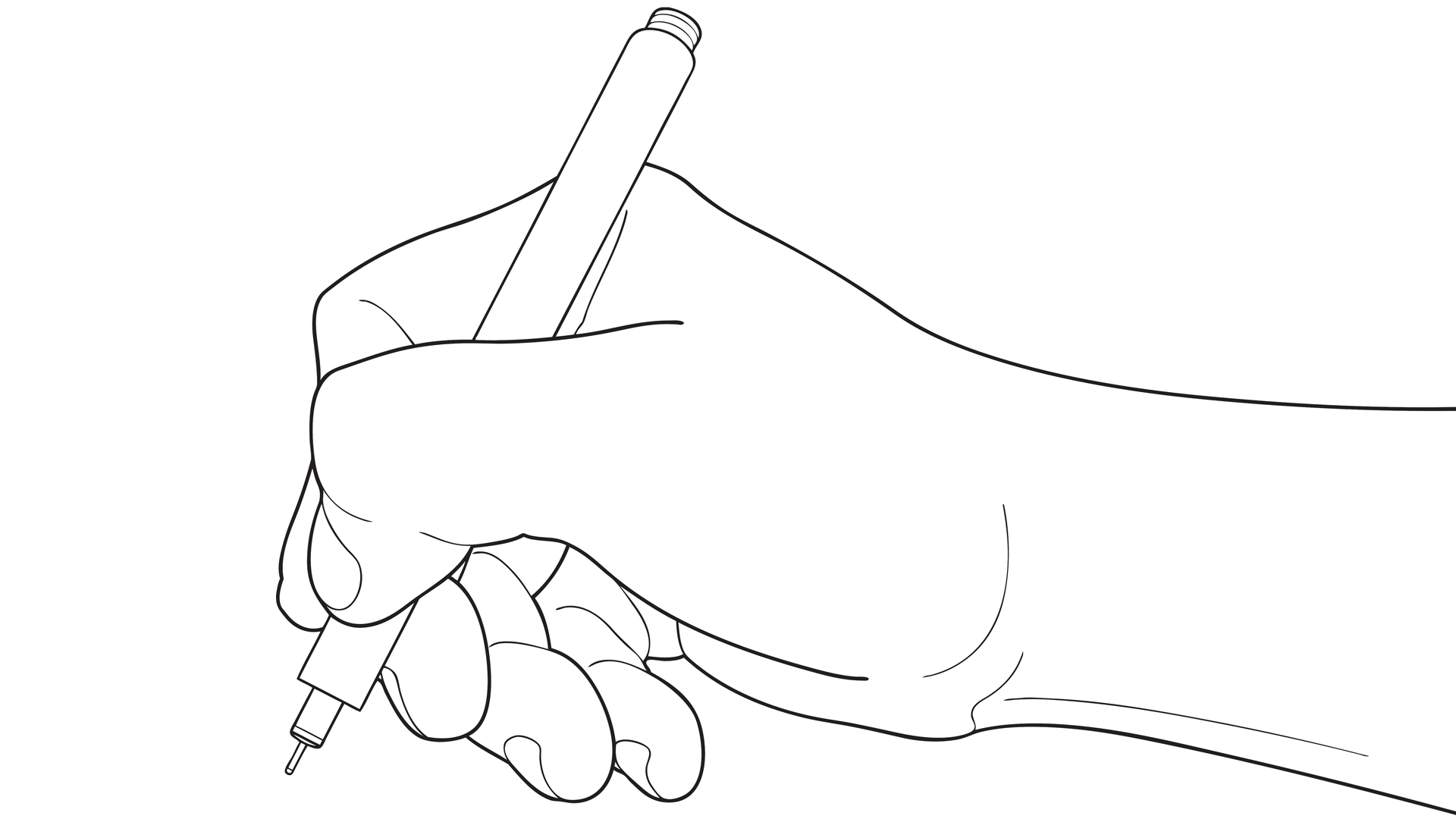Symbolbild: Strichzeichnung einer Hand mit Stift