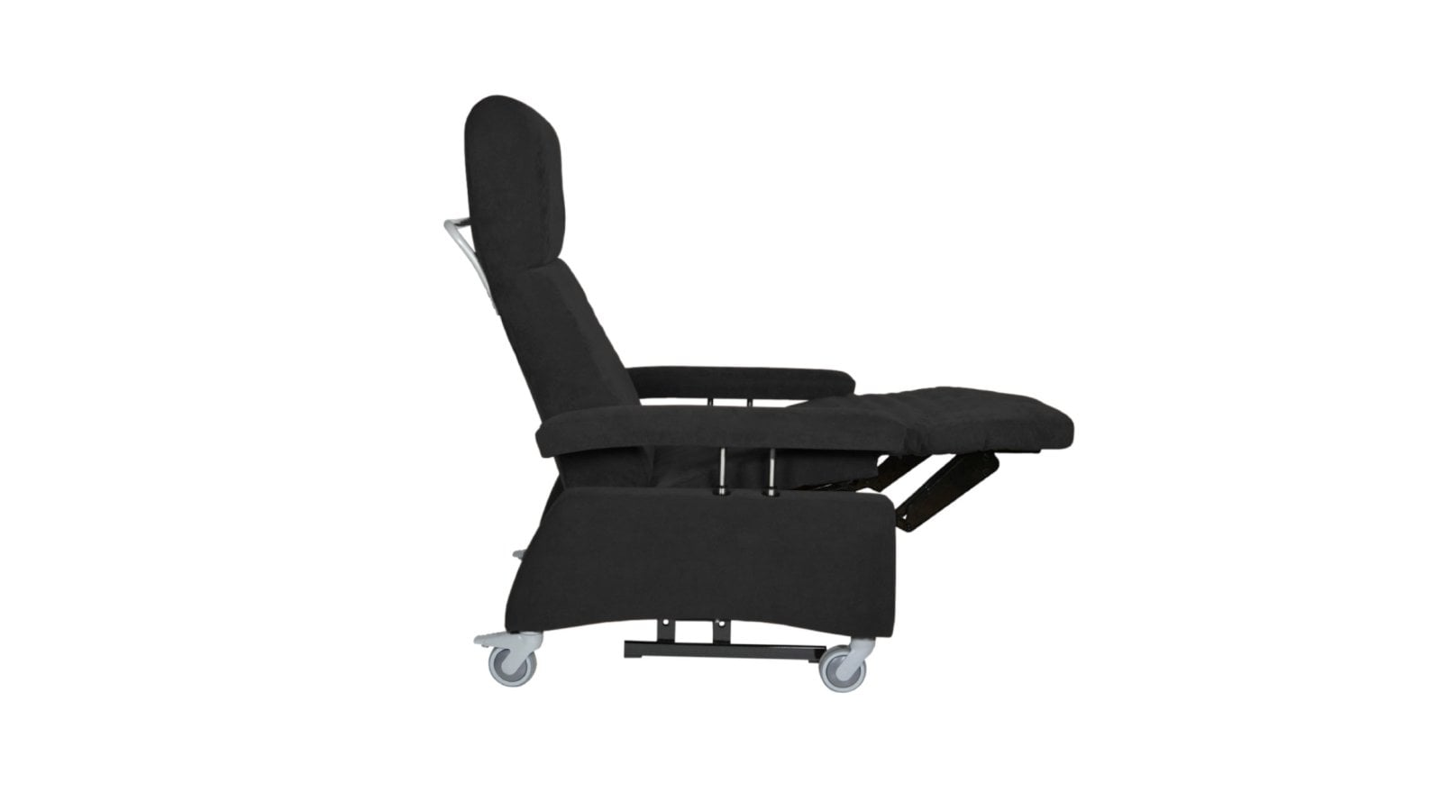 Antidekubitssessel mit versenkbare Polster-Armlehnen und Aufstehhilfe. 