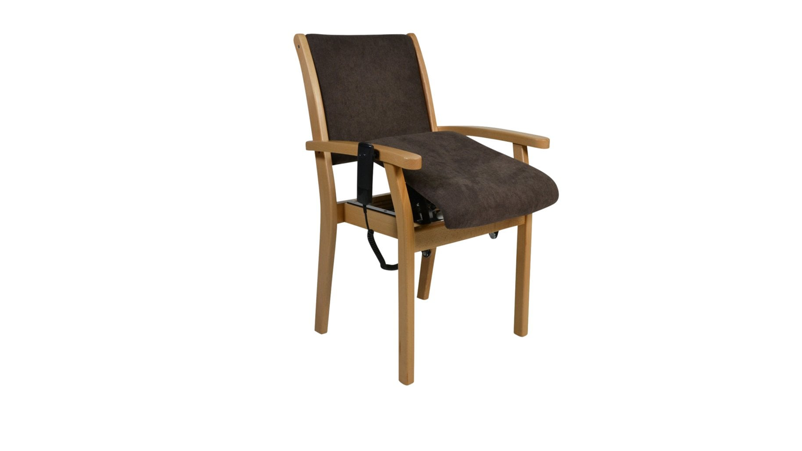 Müheloses Aufstehen per Knopfdruck, stabile Armlehnen und mehrere wählbare Sitzhöhen für besten Komfort.