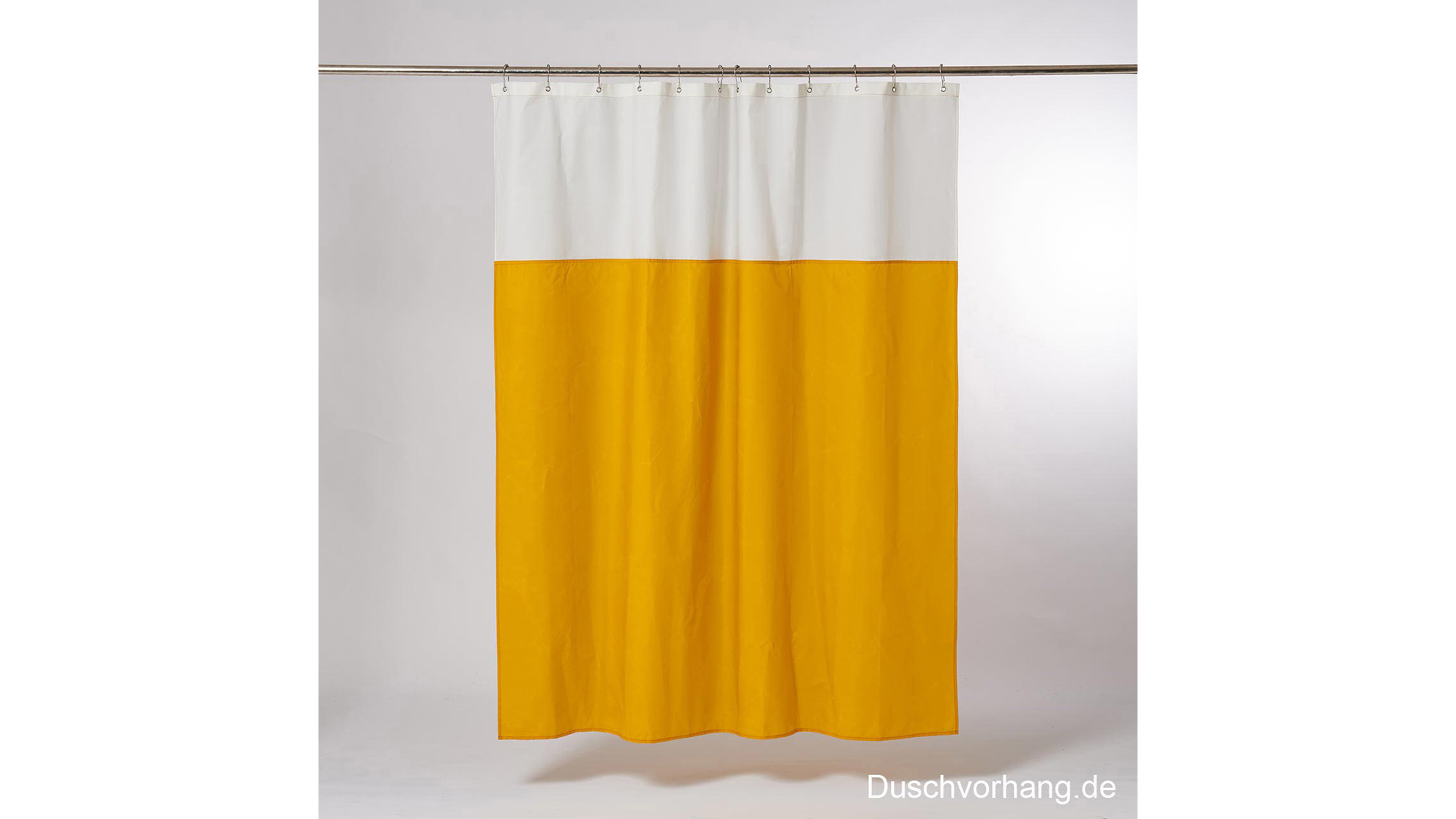 DUWAX Textil-Duschvorhang, gelb-weiß, Plastikfrei, Öko, Nachhaltig, Bio