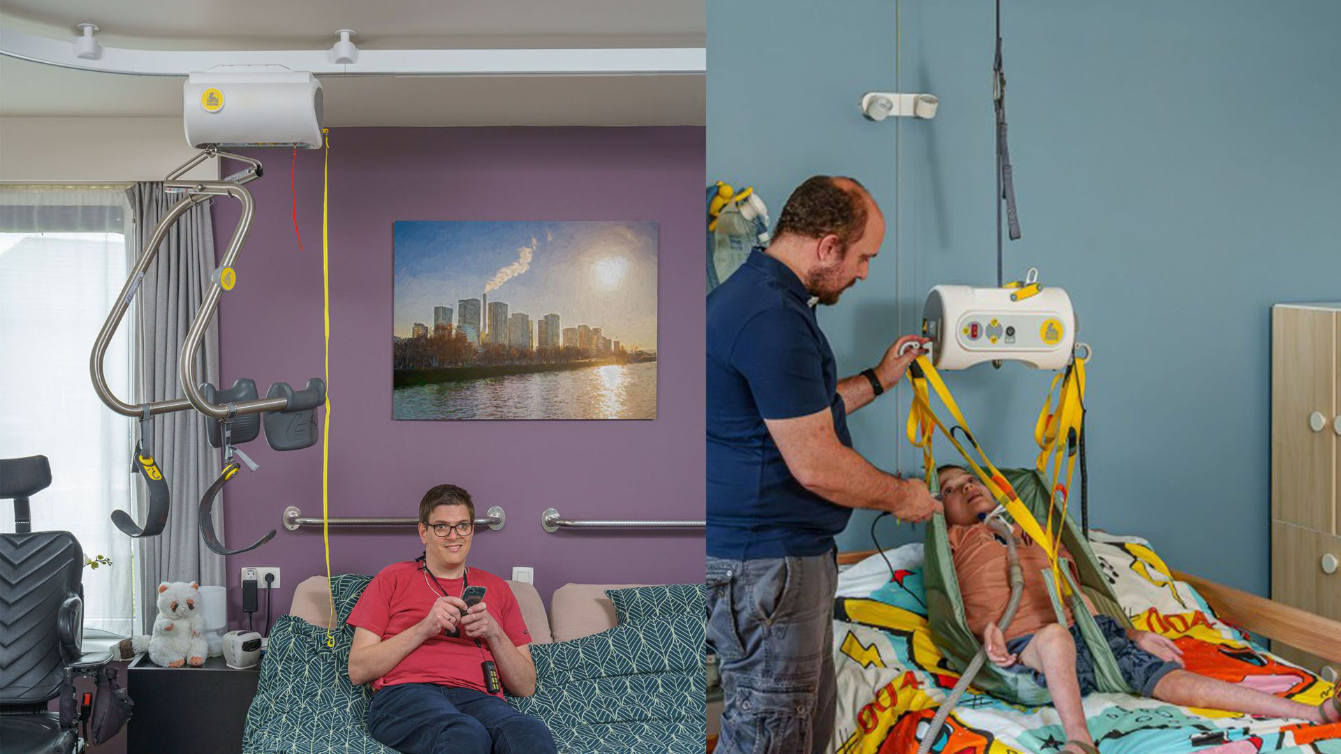 Ein Deckenlifter ist eine Hebehilfe, die an einem festen Schienensystem an der Decke montiert wird.