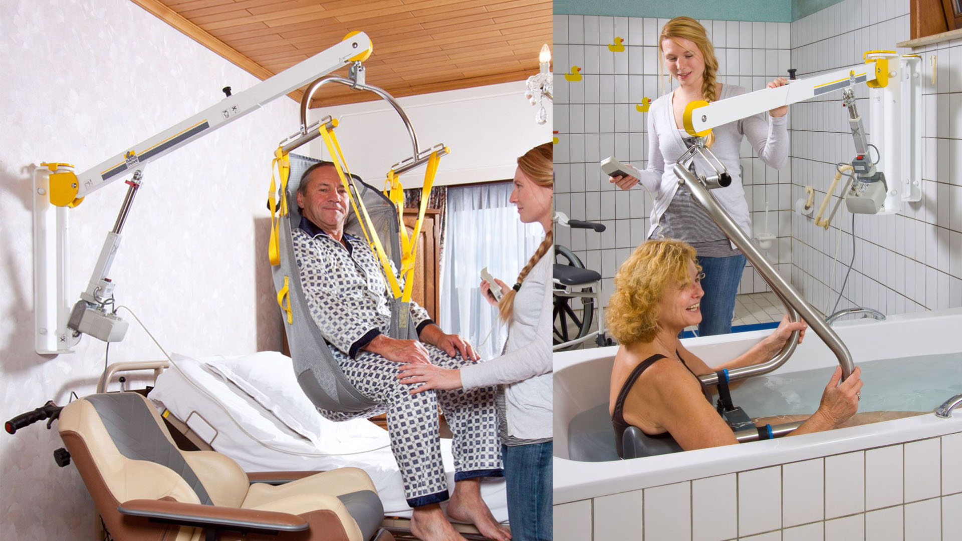 Wandlifter zur Unterstützung bei Transfervorgängen im Pflegebereich