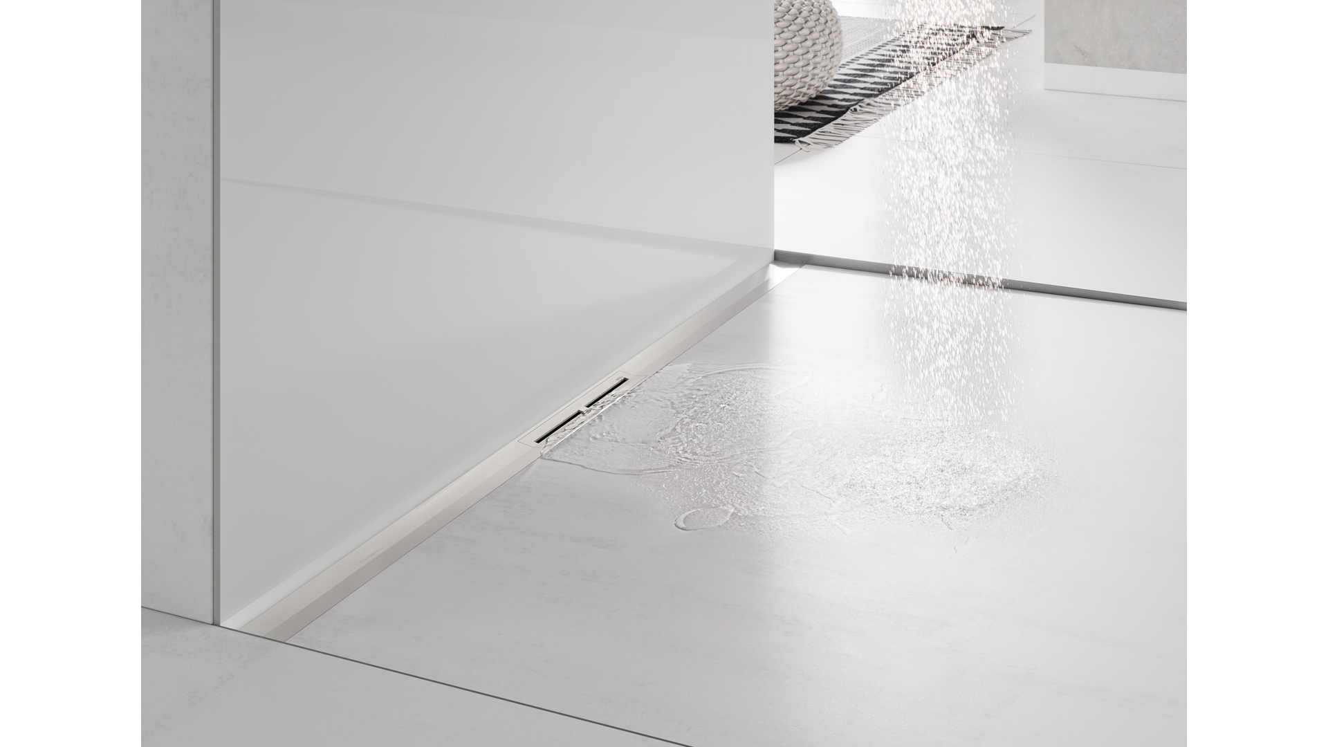 Bodenebene Dusche mit Duschprofil-Entwässerung