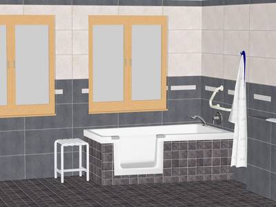 Beispiel: Die Badewanne mit Tür ermöglicht eine nachhaltige Nutzung des Bades.