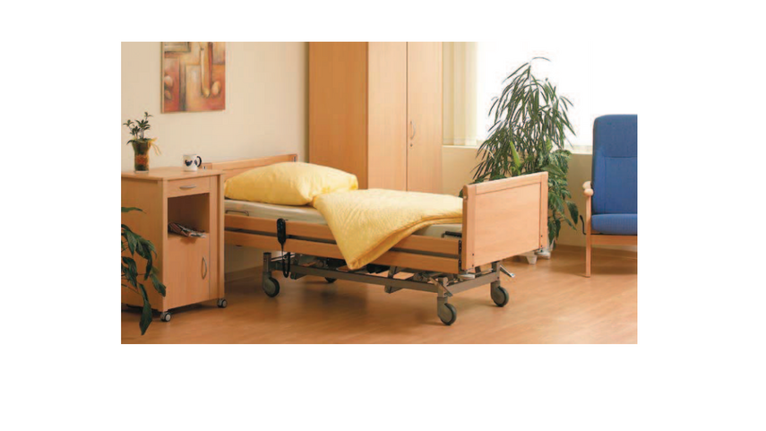 Pflegebett mit Fahrgestell, vollelektrisch verstellbar