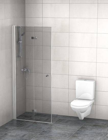 Dusche mit Faltpendeltür
