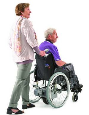 Schiebe- und Bremshilfe viamobil für Rollstühle