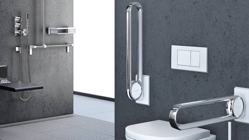 Cavere® Chrome Stützklappgriff vario, einhängbar