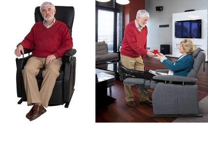 Linkes Bild: Sitzposition, rechtes Bild: Wellness-Position