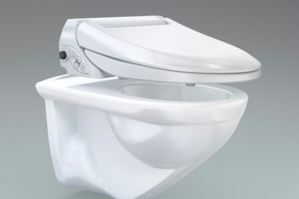 WC-Becken mit Dusch-WC-Aufsatzgerät Geberit AquaClean 4000.