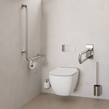 WC mit Stützklappgriff und Winkelgriff